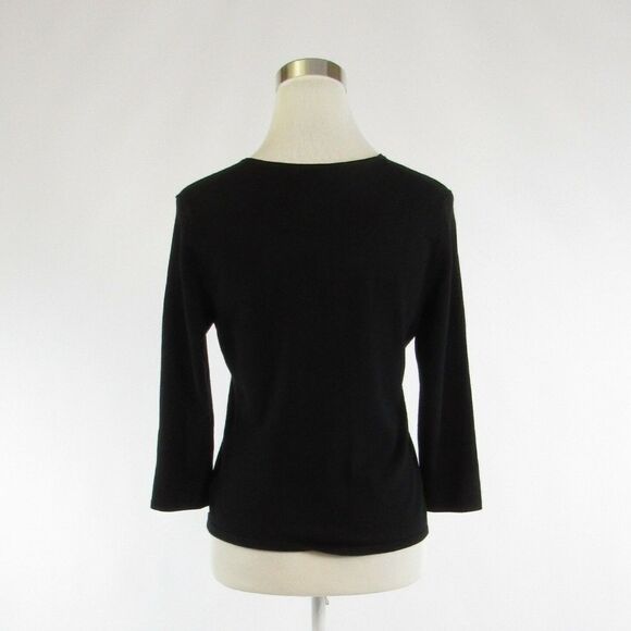 Black SPENSE 3/4 sleeve V-neck sweater size S - Picture 7 of 8